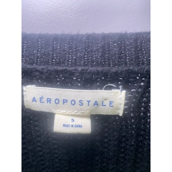 Aeropostale Black Lace-Up Cropped Long Sleeve Knit Sweater Size S - Picture 4 of 8